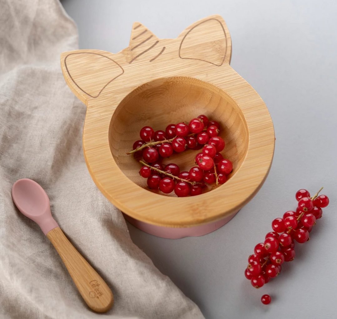 Citron Bamboo Suction Bowl & Spoon Set - Unicorn - CLEARANCE