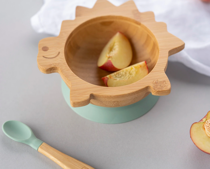 Citron Bamboo Suction Bowl & Spoon Set - Dinosaur