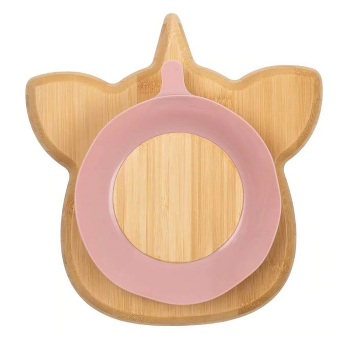 Citron Bamboo Suction Plate & Spoon Set - Unicorn