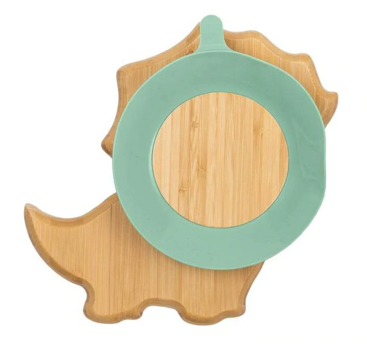 Citron Bamboo Suction Plate & Spoon Set - Dinosaur