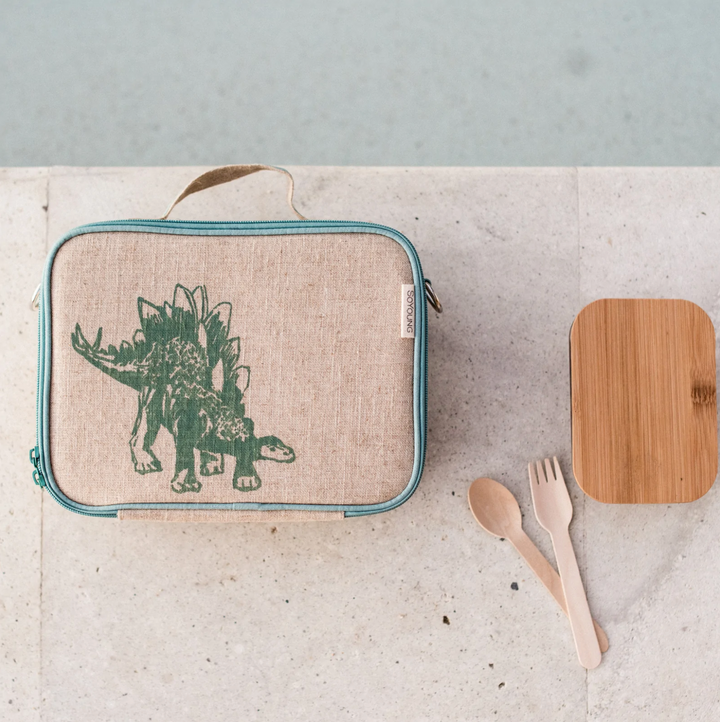 SoYoung Backpack, Lunch Bag & Ice Brick Bundle  - Green Stegosaurus