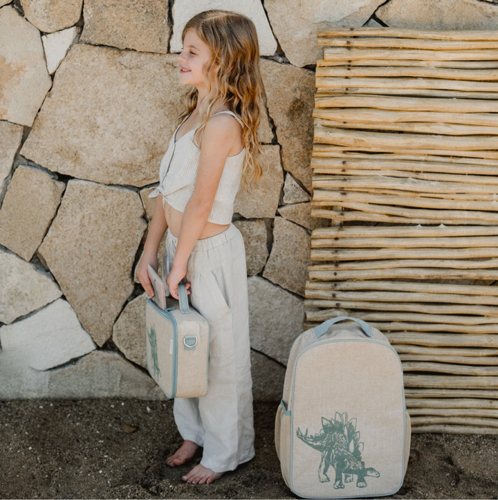 SoYoung Backpack, Lunch Bag & Ice Brick Bundle  - Green Stegosaurus