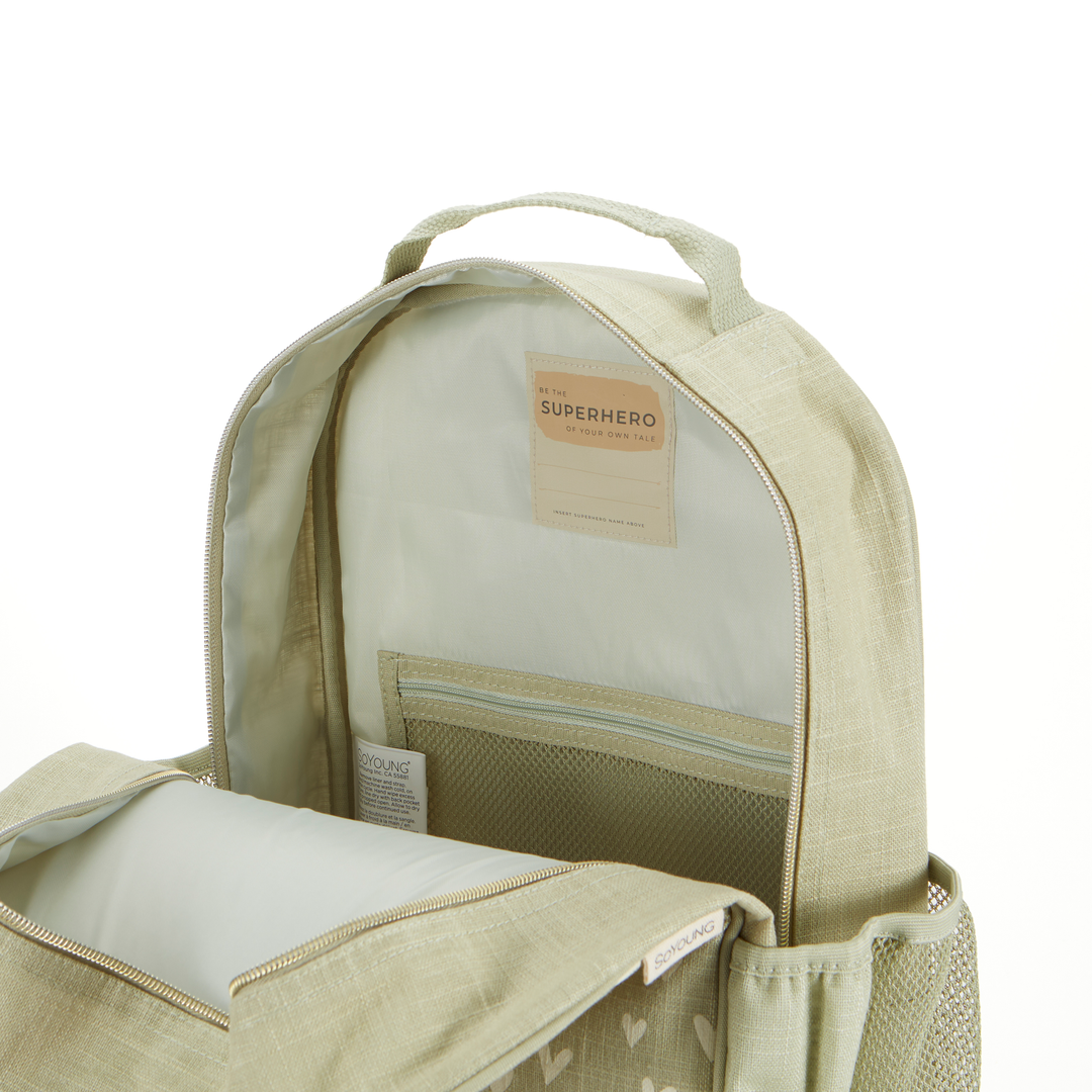 SoYoung School Backpack - Little Hearts Sage