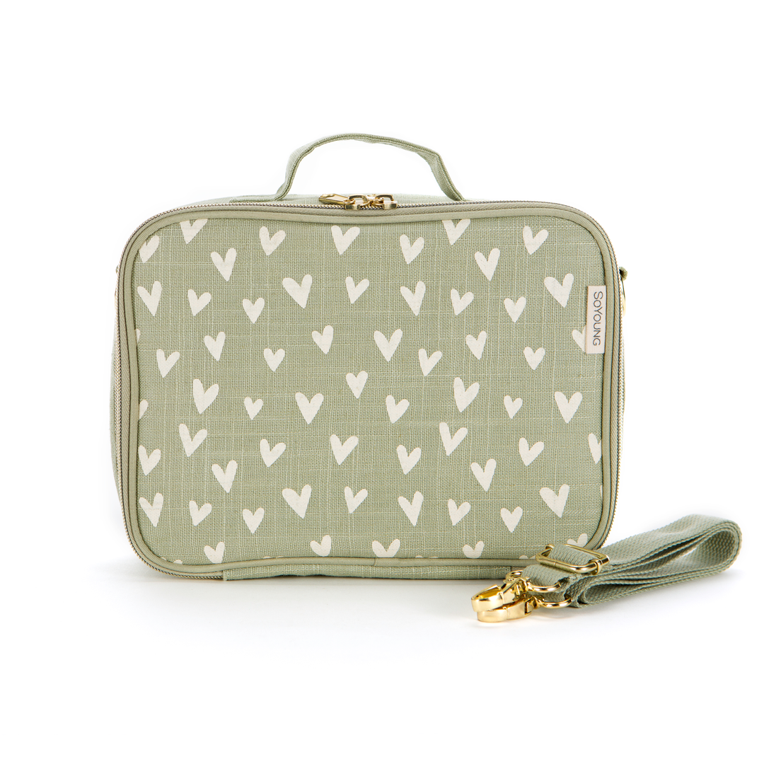 SoYoung Insulated Lunch Bag - Little Hearts Sage