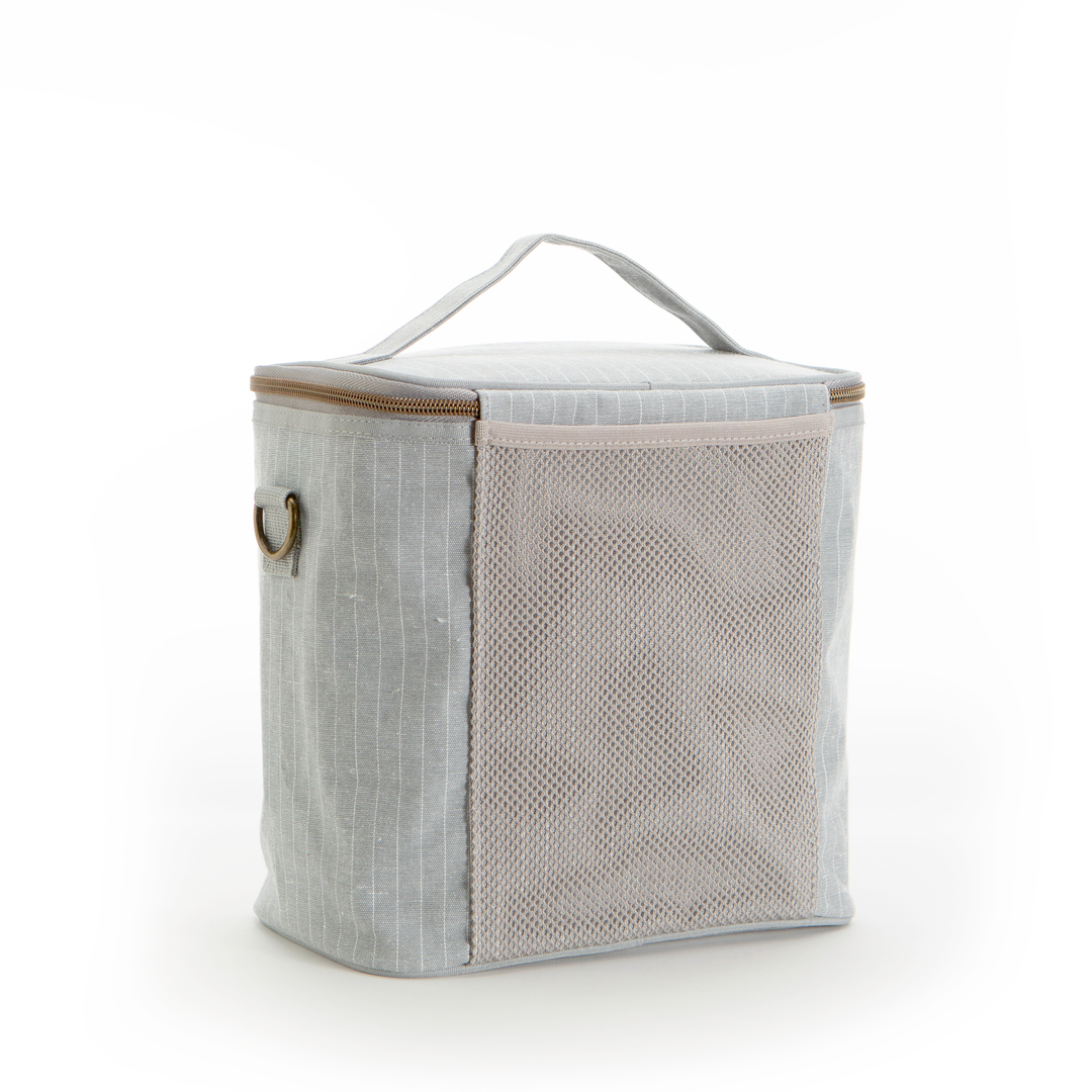 SoYoung Linen Poche Insulated Bag - Pinstripe Heather Grey