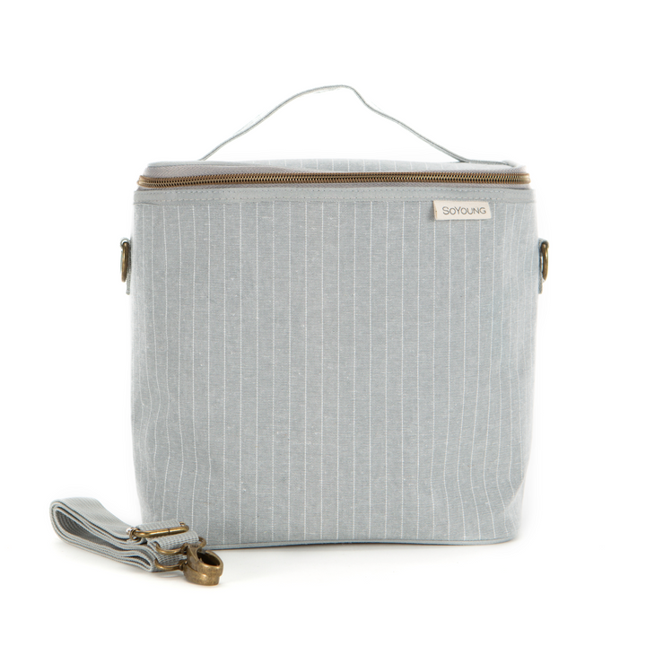 SoYoung Linen Poche Insulated Bag - Pinstripe Heather Grey