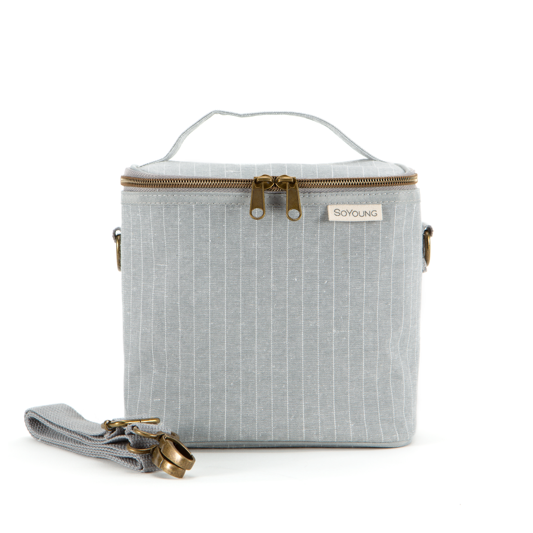 SoYoung Petite Linen Poche Insulated Bag - Pinstripe Heather Grey