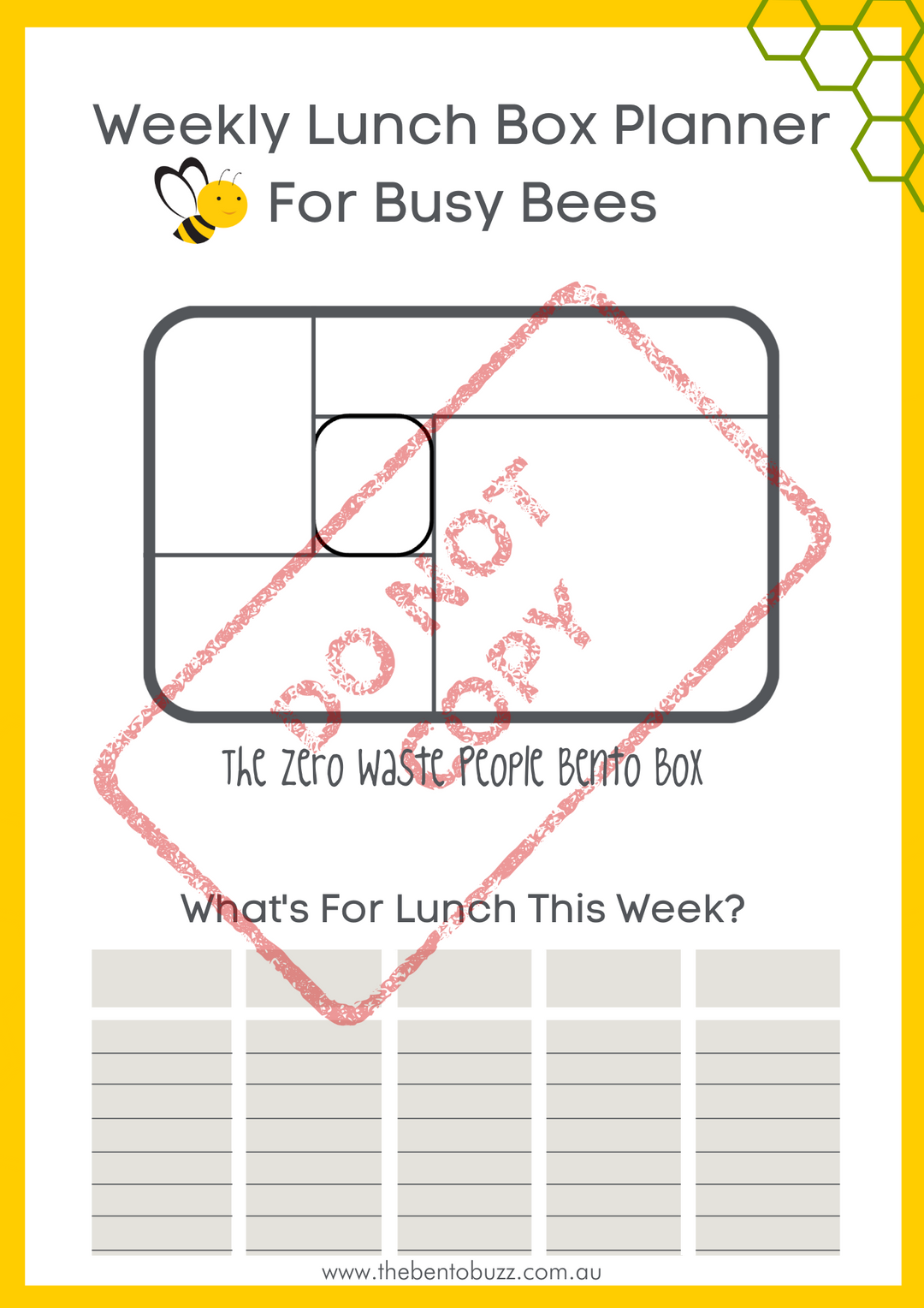 Download & Print Lunch Box Planner - The Zero Waste People Bento