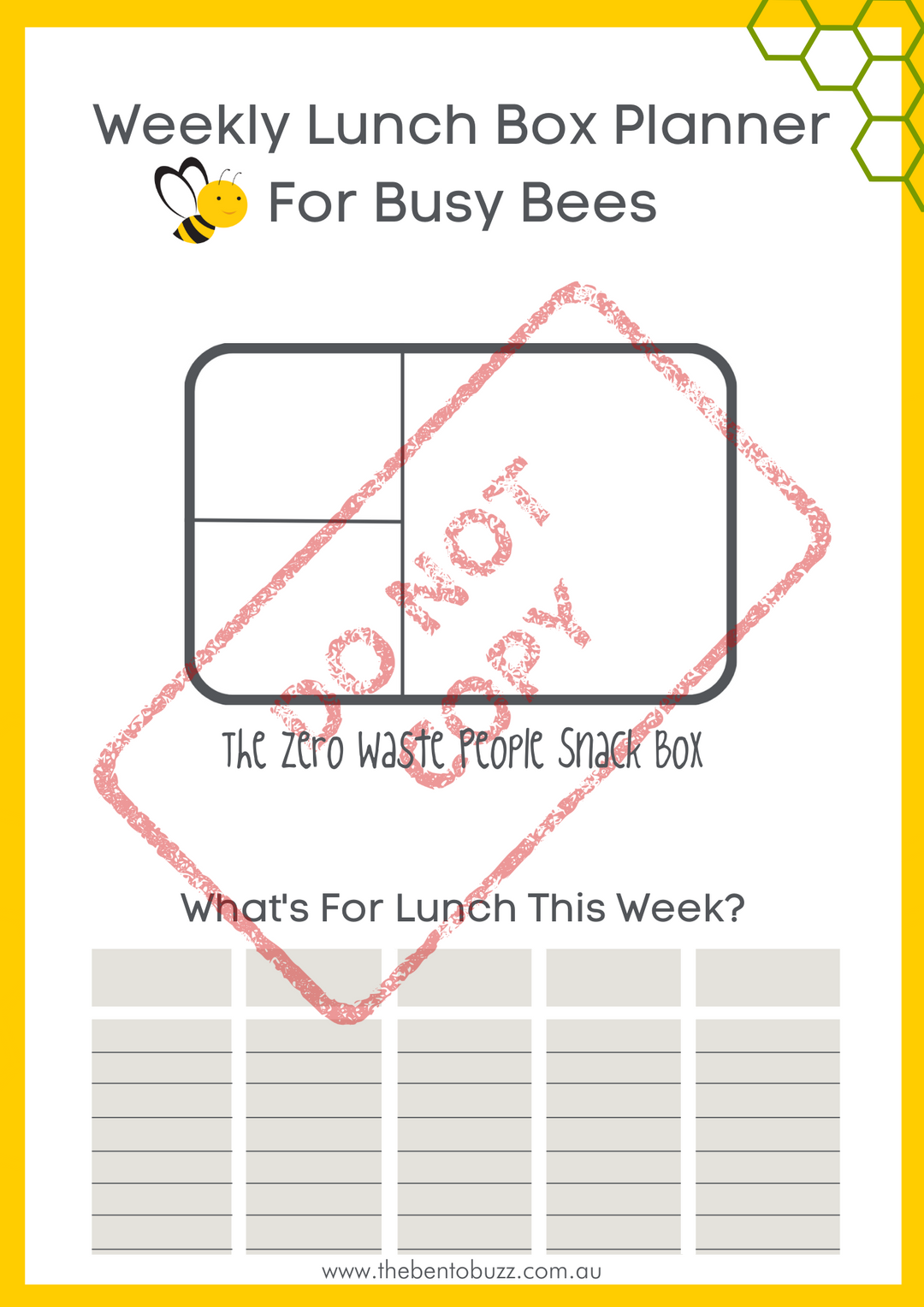Download & Print Lunch Box Planner - The Zero Waste People Snack
