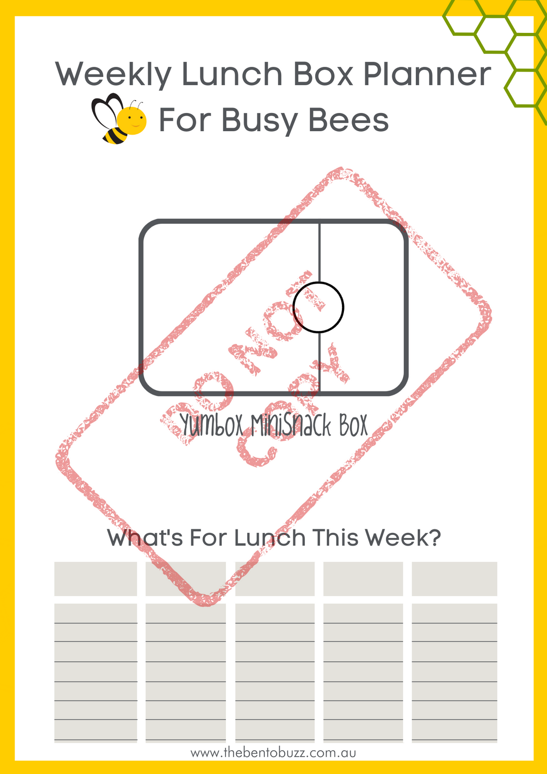 Download & Print Lunch Box Planner - Yumbox MiniSnack