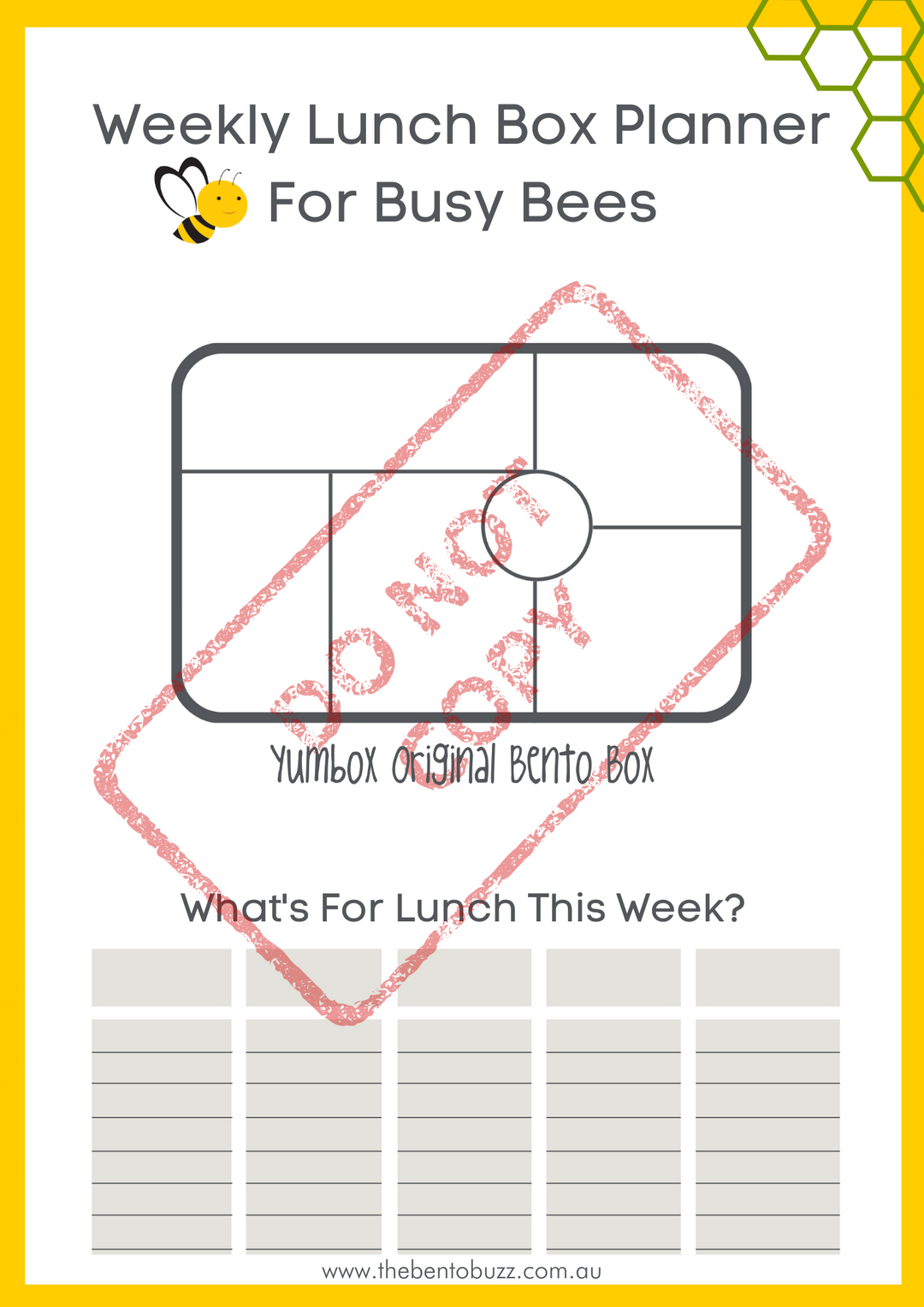 Download & Print Lunch Box Planner - Yumbox Original