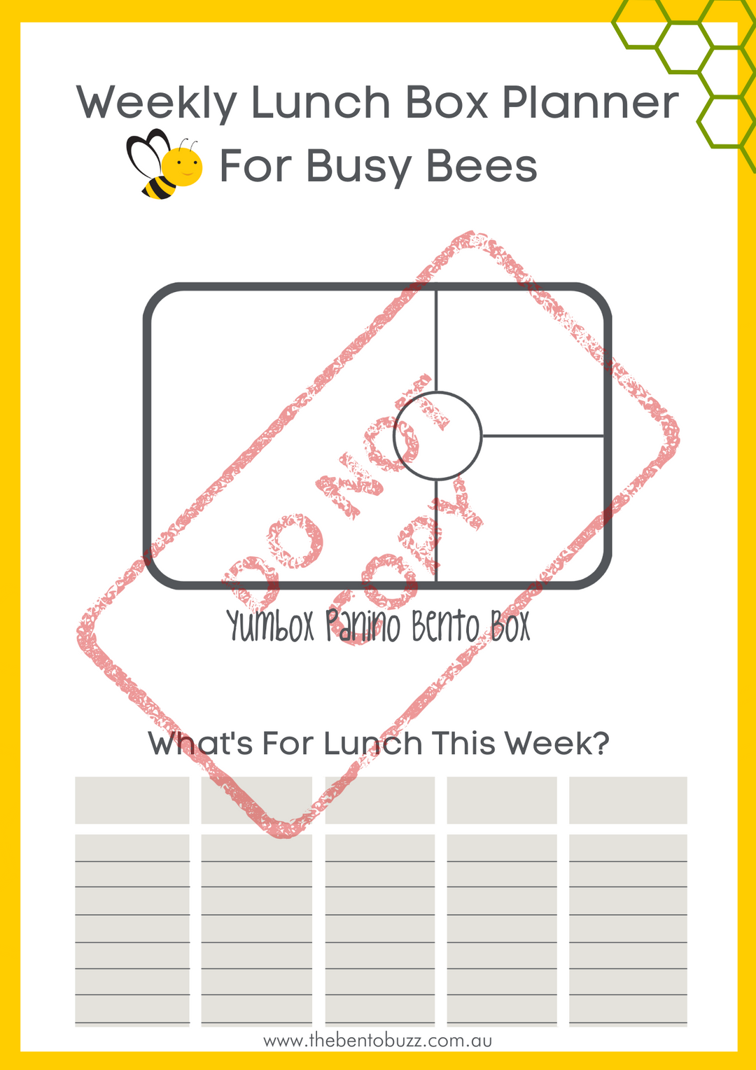 Download & Print Lunch Box Planner - Yumbox Panino