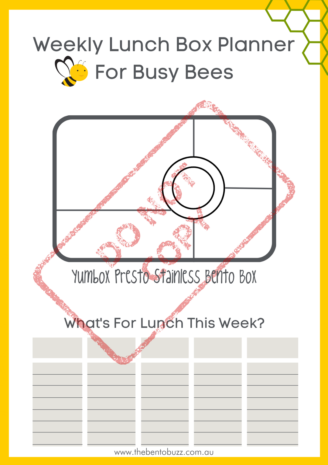 Download & Print Lunch Box Planner - Yumbox Presto