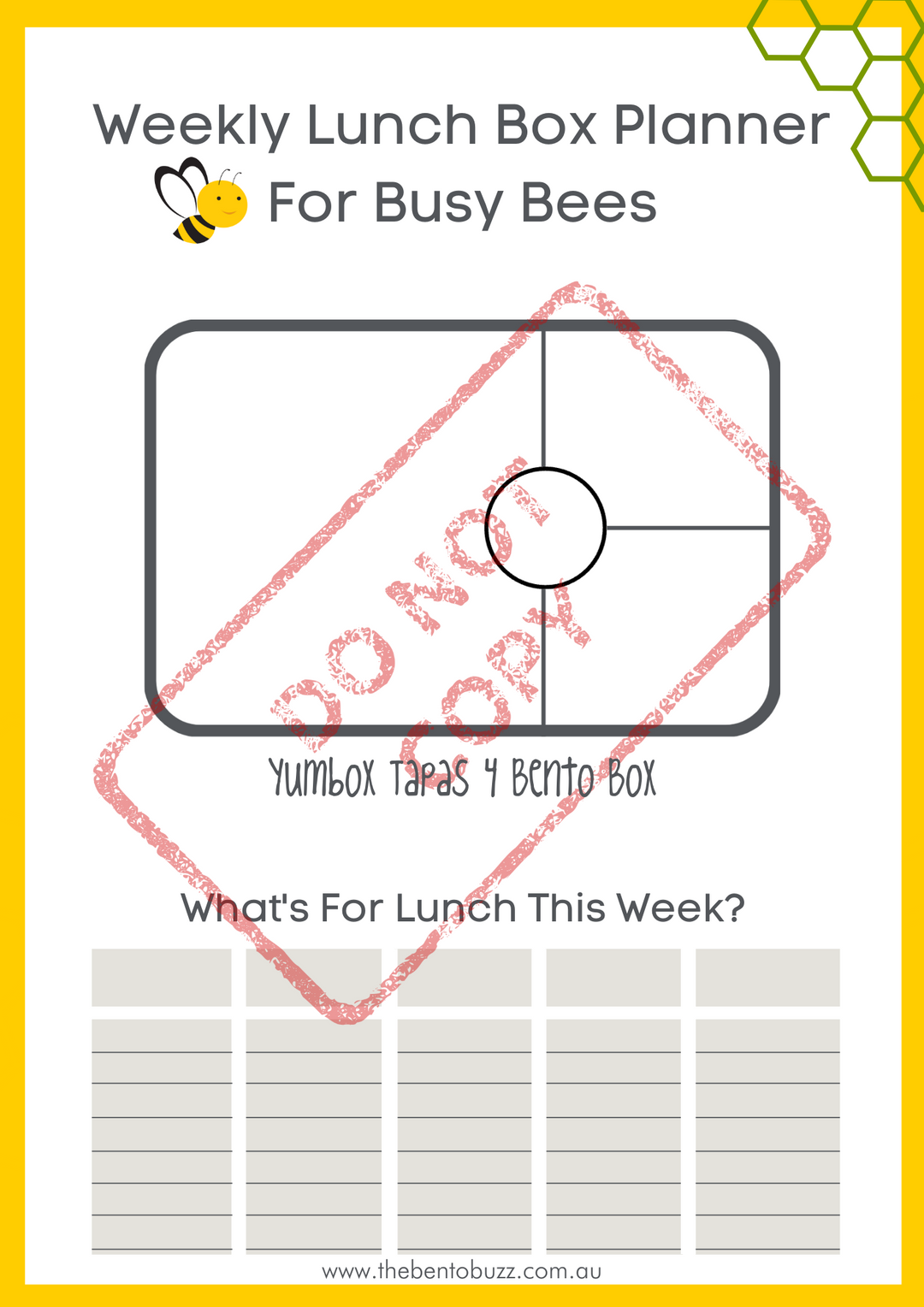 Download & Print Lunch Box Planner - Yumbox Tapas 4
