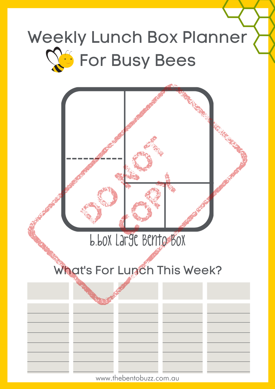 Download & Print Lunch Box Planner - b.box Large