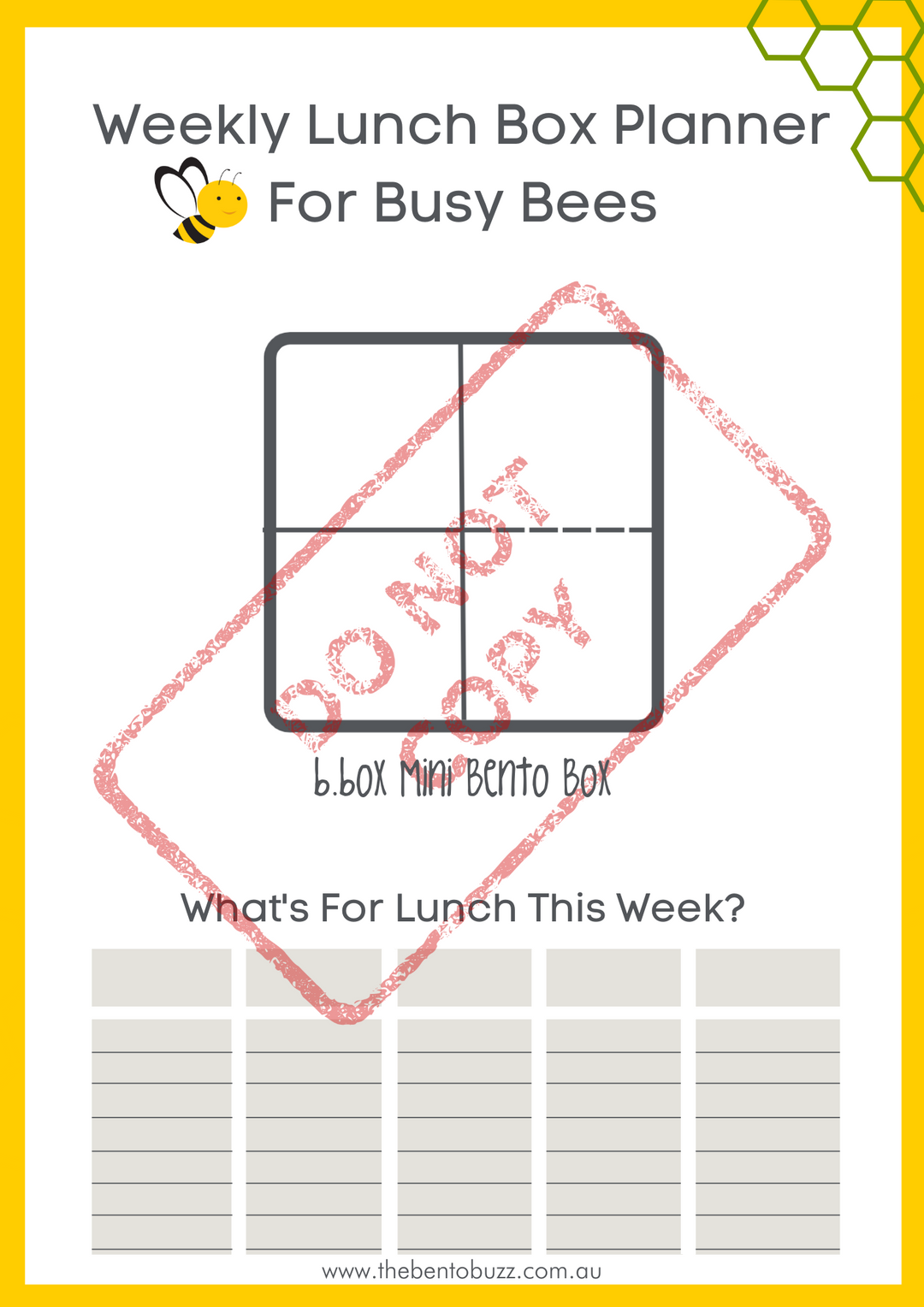 Download & Print Lunch Box Planner - b.box Mini