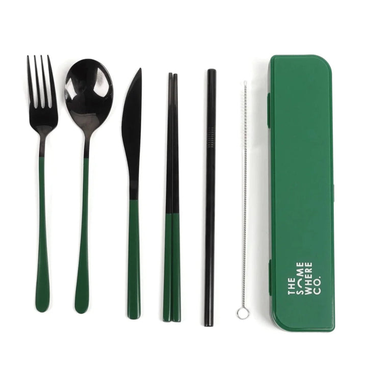The Somewhere Co. Cutlery Kit - Black/Forest Green