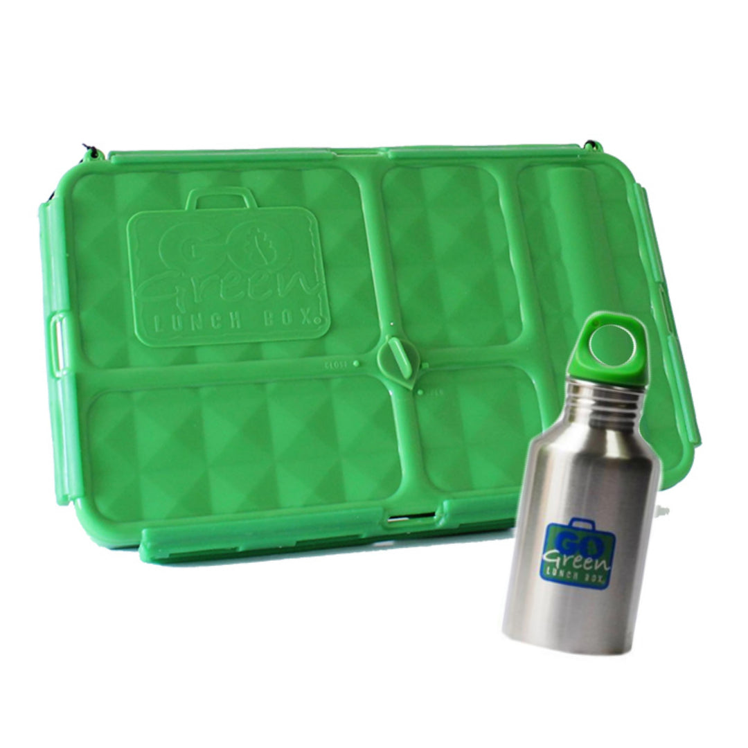 Go Green Large Lunch Box & Drink Bottle - Green