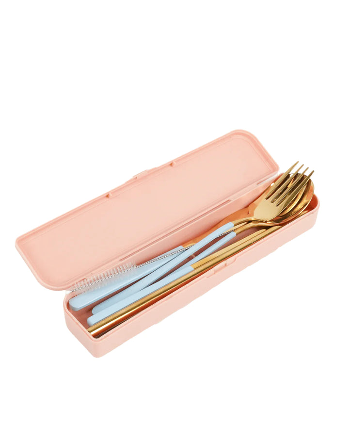 The Somewhere Co. Cutlery Kit - Gold/Powder Blue