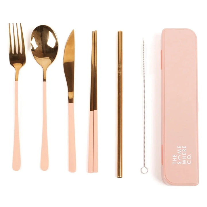 The Somewhere Co. Cutlery Kit - Gold/Blush