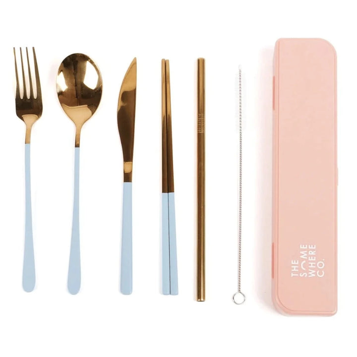 The Somewhere Co. Cutlery Kit - Gold/Powder Blue