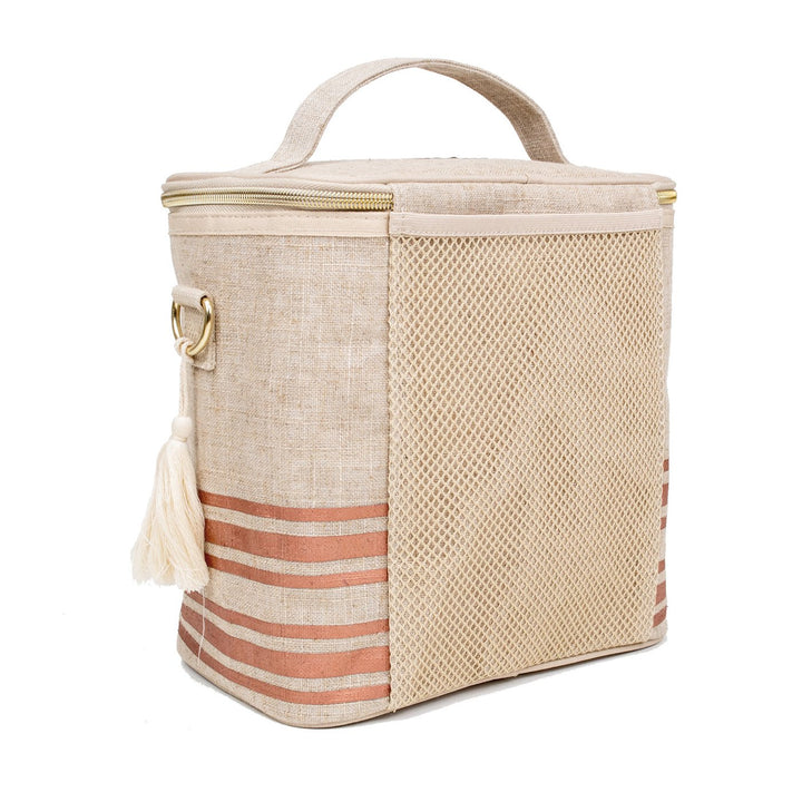 SoYoung Linen Poche Insulated Bag - Rose Gold Stripe