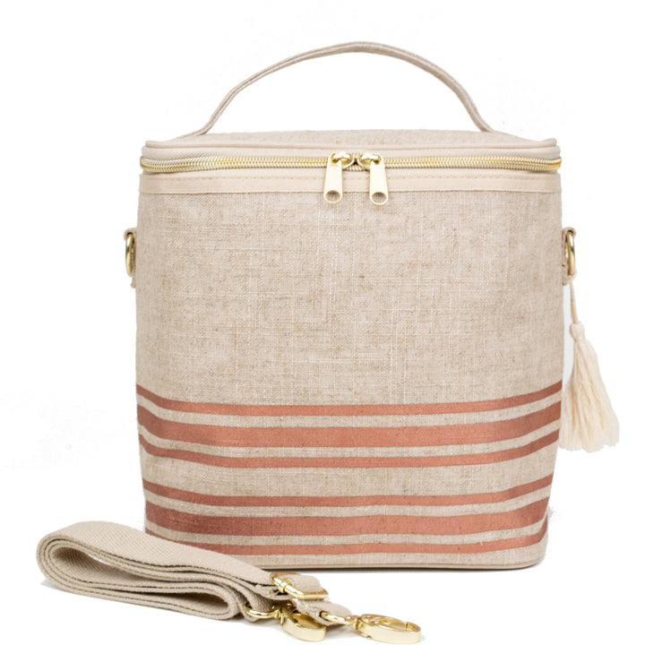 SoYoung Linen Poche Insulated Bag - Rose Gold Stripe