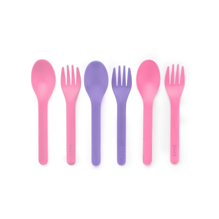 OmieBox 6pc Fork & Spoon Set - Pink/Purple