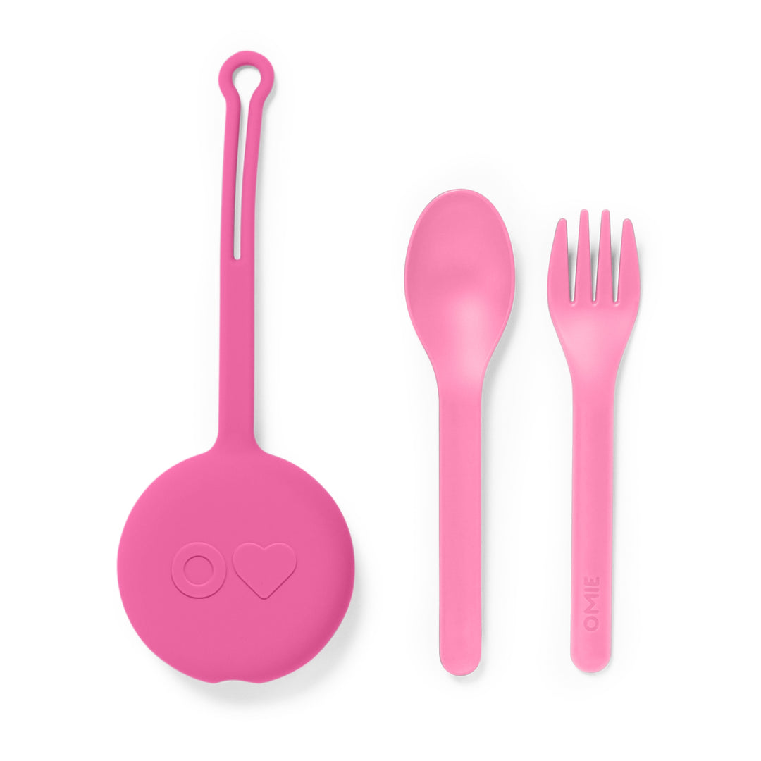 OmieBox OmiePod & Cutlery Set - Bubble Pink