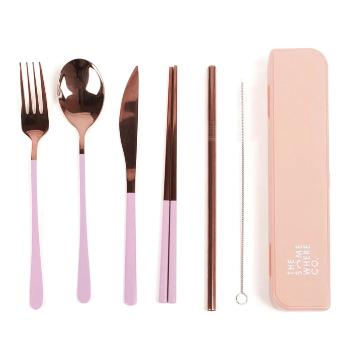 The Somewhere Co. Cutlery Kit - Rose Gold/Lilac