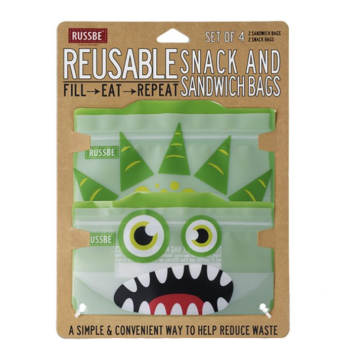 Russbe Snack & Sandwich Bags 4pk - Green Monster