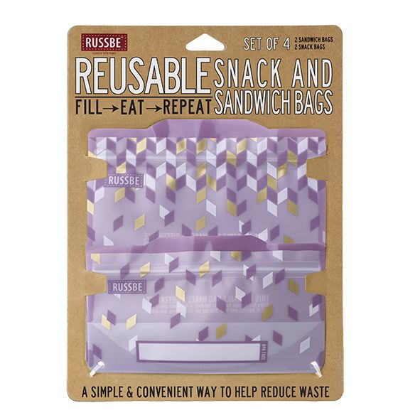 Russbe Snack & Sandwich Bags 4pk - Metallic Confetti