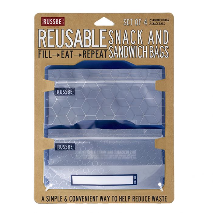 Russbe Snack & Sandwich Bags 4pk - Metallic Honeycomb