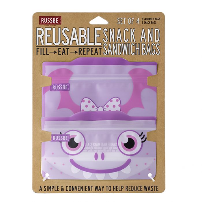 Russbe Snack & Sandwich Bags 4pk - Purple Monster