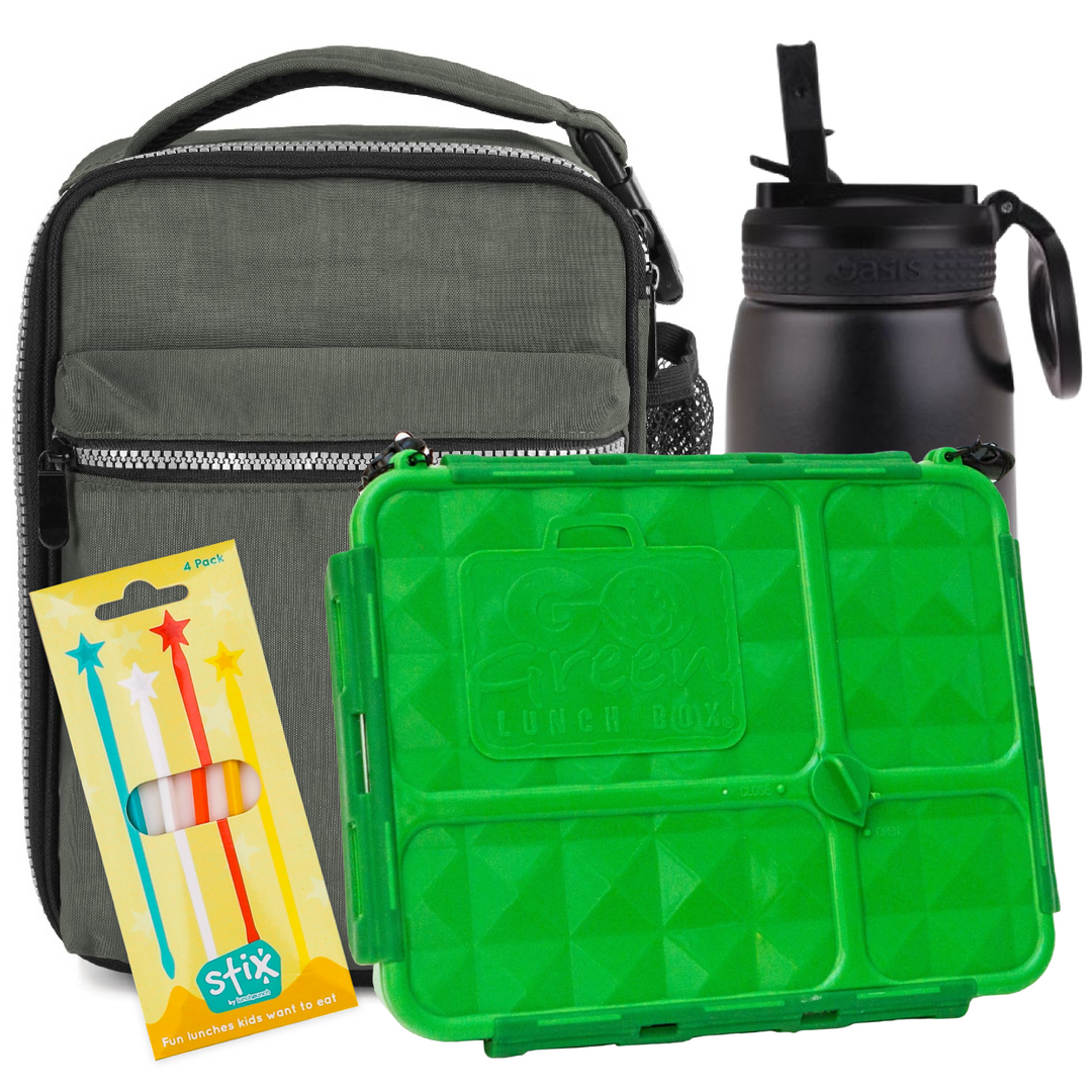 Explorer Grey Steel Lunch Box, Bag & Bottle Bundle - Bonus STIX!