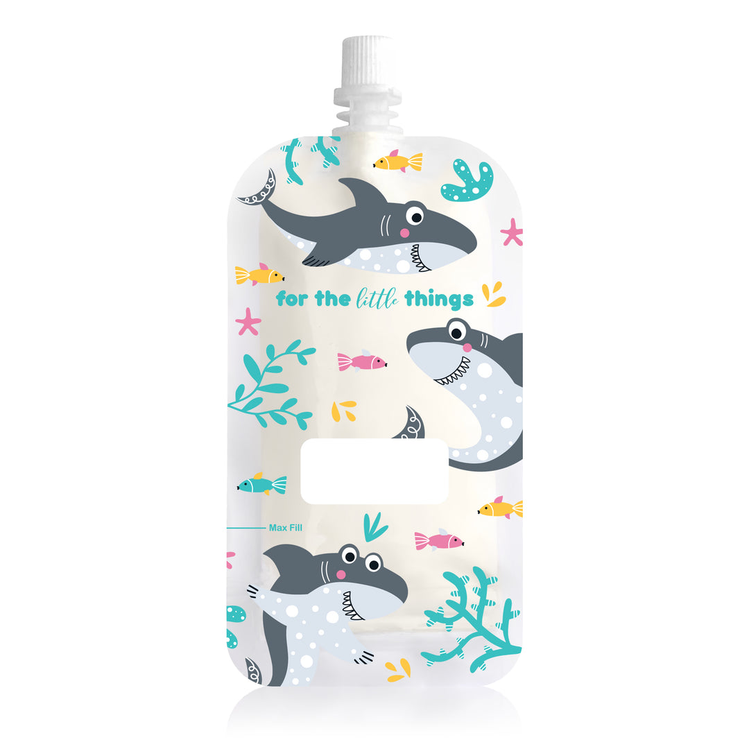 Sinchies 80ml Reusable Food Pouch - 10 Pack - Shark