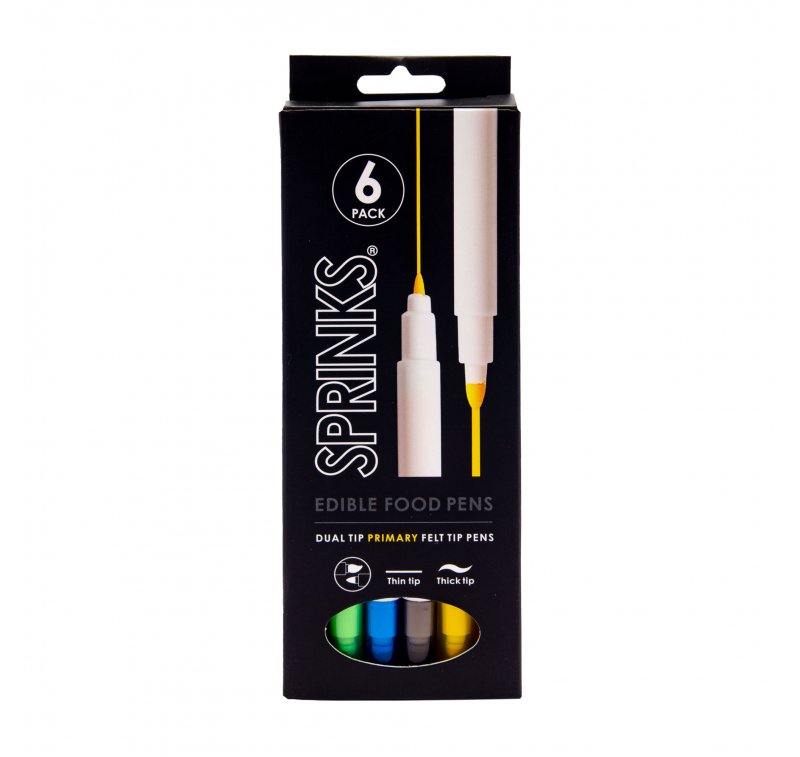 Sprinks Edible Pens - Double Sided 6 Pack - PRIMARY Colours